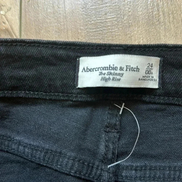 NWT Abercrombie & Fitch The Skinny High Ride Black Jeans Sz 24/00 - Picture 5 of 8